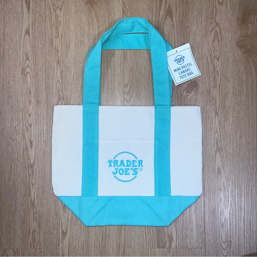 Trader Joe’s Green and Cream Mini Canvas Tote Bag